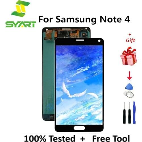 SYART AMOLED LCDs For Samsung Galaxy Note 4 N910 LN910C N910A N910F LCD Display Touch Screen Digitizer Replacement Parts + Tools