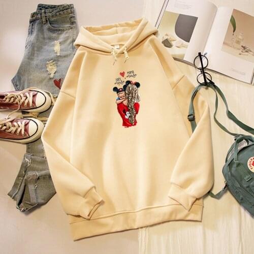 Child Mother Graphics Printed Kawaii Sweatshirt Winter Streetwear Oversize Harajuku Hooded Jacket Cute Tops Women Hoody Ladies