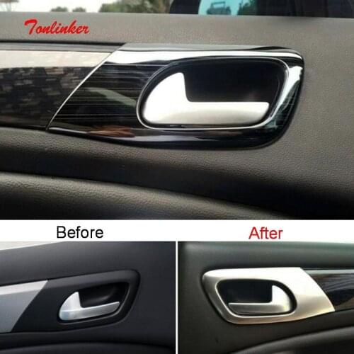 Tonlinker Interior Car Door Handle Cover case Stickers for CITROEN C5 2010-19 Car Styling 4 PCS Stainless steel Cover stickers