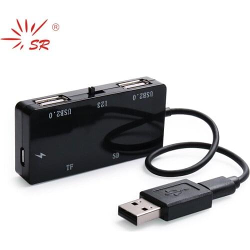 SR 2017 Smart USB OTG Charging Hub SD TF Card Reader with Adapter for Smartphone and Tablet