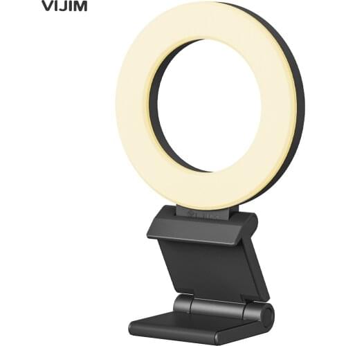 VIJIM CL07 4" Clip-on LED Ring Light Laptop Video Conference Light 3 Lighting Modes 3000K-8000K Dimmable USB Powered for Live