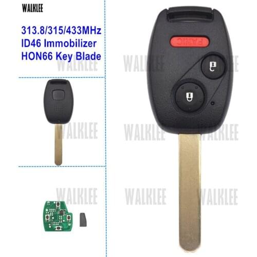 WALKLEE Vehicle Remote Key work for Honda Accord Civic CR-V Element HR-V Fit City Odyssey Shuttle Keyless Entry Transmitter