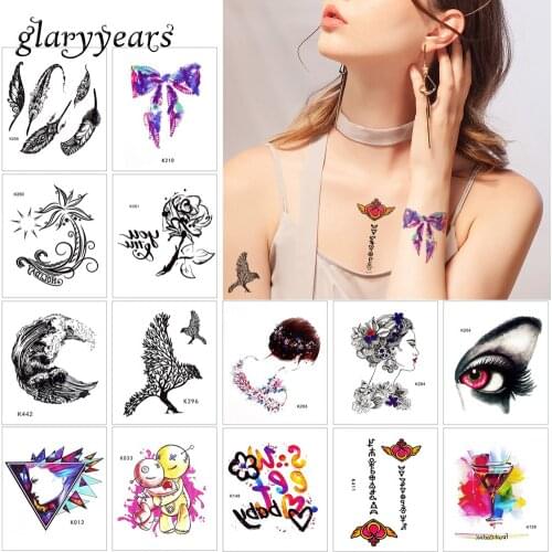 Glaryyears 5 Pieces/set Watercolor Tattoo WST-K Sticker Beauty Women Tiny Decal Temporary Body Makeup Tattoo Paper Waterproof 3D