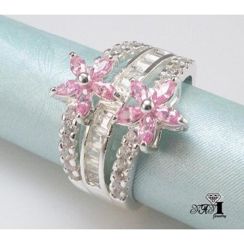 YaYI Jewelry Fashion Princess Cut 5.5CT Pink Zircon Silver Color Engagement Rings wedding Rings Party Rings