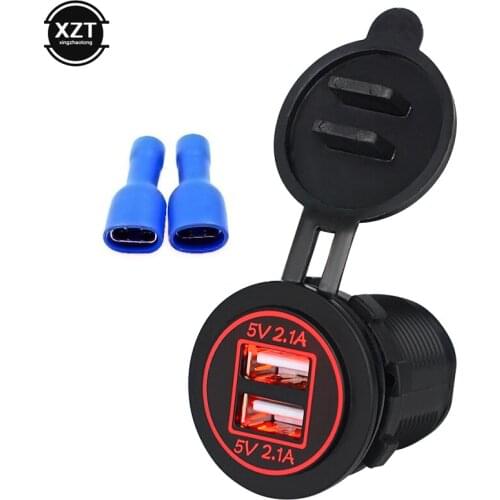4.2A Dual USB Charger Socket Power Outlet Adapter 5V Waterproof Dual USB Ports Fast Charge for Smartphone Car Boat Marine