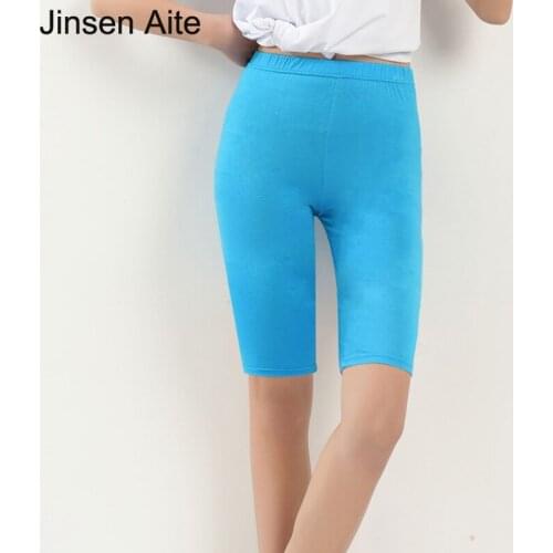Jinsen Aite Plus Size 5XL Modal Women Summer Leggings Candy Color Knee-Length Pants Elasticity Waist Slim Fitness Trousers JS322