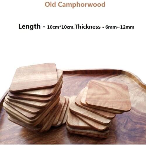 1pcs Old Camphorwood Wood Coasters Table Cup Mat Kitchen Mat Pad For Bar Cocktail Length(10*10cm) Height(6-12mm) Bar Tool