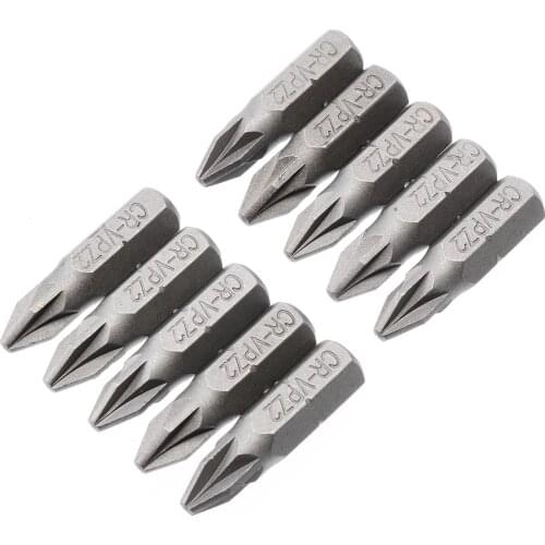 10pcs 1/4" 6.35mm PZ2 Hex Pozi Screwdriver Bits 25mm Sliver Hex Electric Power Tools Kit Set