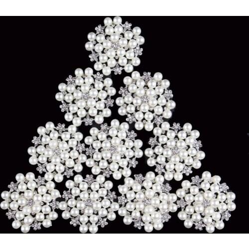 120pcs/lot)Factory Price New Silver Pearl Crystal Rhinestone Button Artificial Flatback Alloy Button For Baby Headbands/Shoes