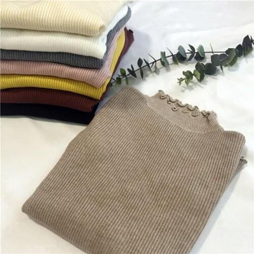 2021 Knitting Sweater and Jumper Turtleneck Tops Pullovers Casual Ruffles Sweaters Womens Long Sleeve All-match Elastic Sweater