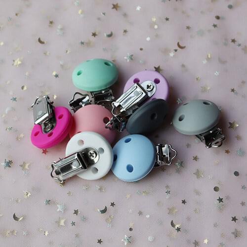 3Pcs Round Silicone Clips DIY Baby Pacifier Holders Dummy Teether Soother Nursing Baby Toys BPA Free Mordedor Teething Clips