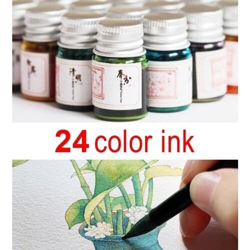 5ml Gold Powder Colored Ink For Fountain Dip Pen Calligraphy Writing Painting Graffiti Stationery Gift Office Supplies 24 Colors