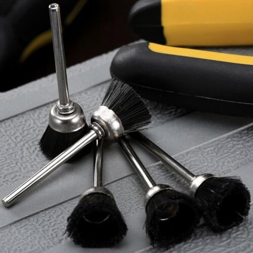 5Pcs 15mm Nylon Cup Brush Polishing Buffing Wheels For Polishing Jewelry Metal Brush For Dremel Rotary Tools 3mm Mandrel