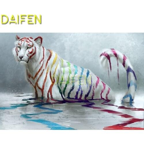 DIY 3D Diamond mosaic Full Round Diamond embroidery Cross stitch tiger in water Full Square Diamond painting colorful tiger