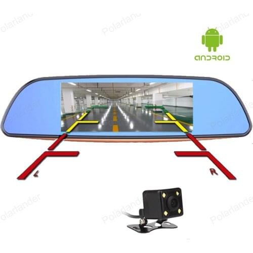 Dual Lens Car DVR 7 inch Android 4.4 GPS dash Camera ROM 16GB Rearview mirror FHD 1080P video recorder Bluetooth WIFI FM