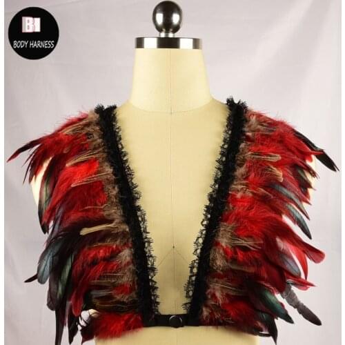 Wings Bondage Harness Feather Wings Cage Bra Gypsy Sexy Lingerie Rave Body Cage Crop Top Lace Harness With Feather BODY HARNESS