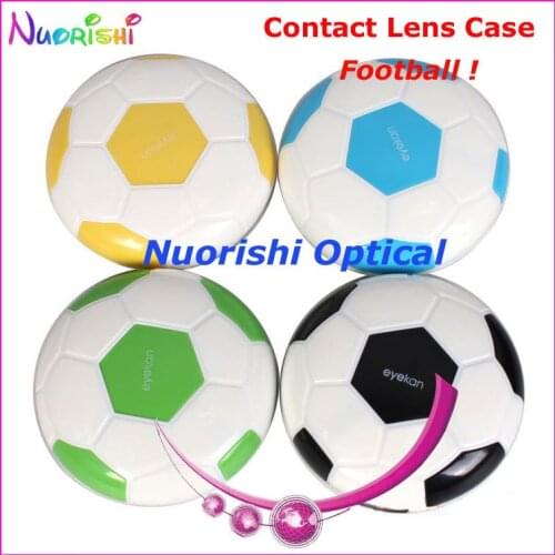 Free Shipping 10pcs Football design Contact Lens Case with Mirror C503 contact lens mate box