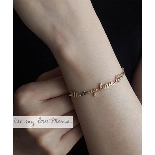 Baby Graffiti Bracelets For Mom Gifts Personalized Signature Jewelry Stainless Steel Custom Handwritten Name Bracelet Femme BFF