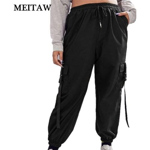 Spring Women High Waist Cargo Pants 2021 Casual Loose Elastic Waist Long Pants Harajuku Drawstring Office Trousers