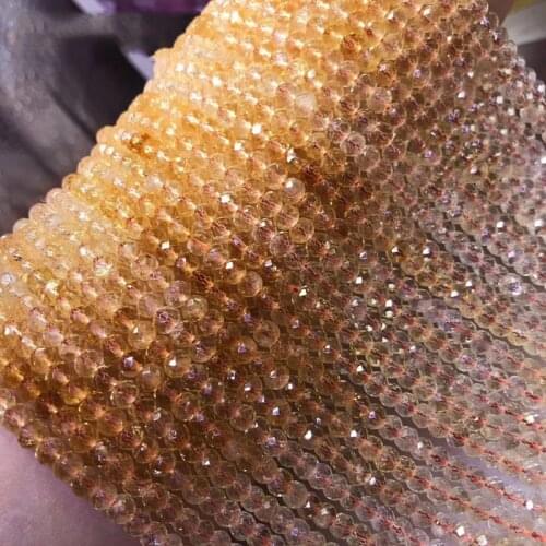 Loose beads faceted roundel /roundcitrine Gradient yellow 4/6MM 14" for DIY jewelry making FPPJ wholesale beads nature gem stone