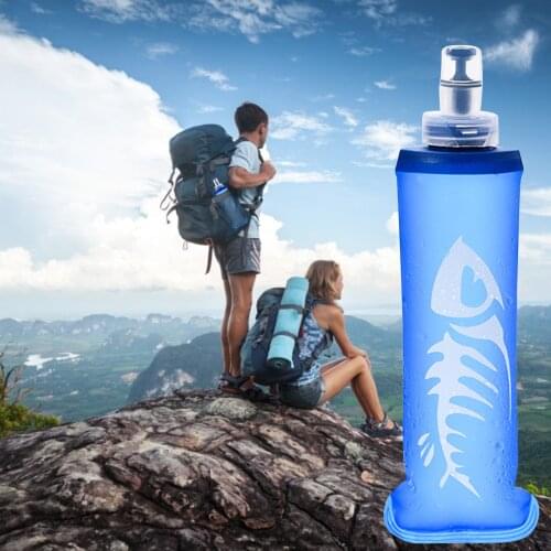 250/500ml Soft Flask Water Bottle Sports TPU Collapsible Folding Water Bag Bottles BPA Free Flask TPU Hydration Pack Waist Bags