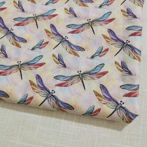 Cotton Fabric Colorful Vivid dragonfly Flying in Sky Patchwork Textile Tissue Home Clothing Dress Home Decoration viaPhil