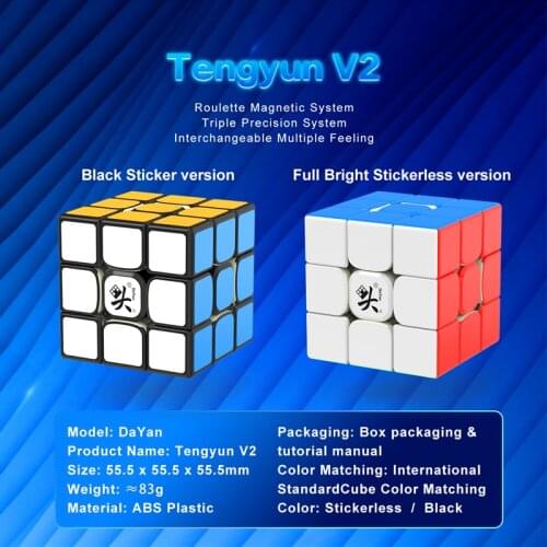 Dayan Tengyun V2 M Magentic 3x3 Cube Cubo Magico Black/Stickerless Educational puzzle toy Gift idea for kids