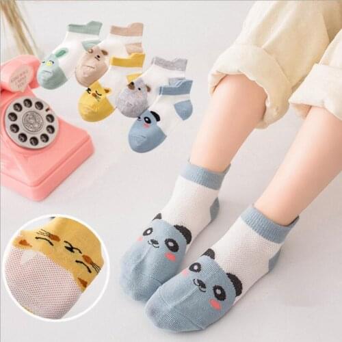 5Pair/lot Soft Cotton Kids Socks Baby Mesh Breathable Cartoon Boys Girls Sock Autumn Summer for Children Gifts Toddler Clothes