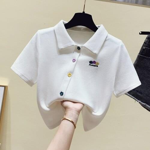 Summer new sweet Slim short Sleeve T Shirts short Women Fashion Tum-down collar Tops Woman T Shirts 2021 woman tshirts Tops