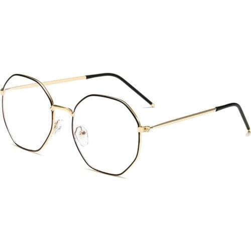 Anti Blue Light Filter Glasses Fashion Irregular hexagon Women Mens Computer Goggles Retro Metal Transparent UV400 Eyewear