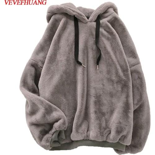VEVEFHUANG Animal Cosplay Autumn Winter Coats Harajuku Loose Casual Warm Hoodies Fleece Flannel Pullover Sweatshirt For Daily