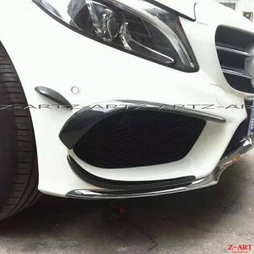 Z-ART rearl carbon fiber front spliter for Mercedes Benz W205 carbon front flaps for W205 C class AMG package free shipping