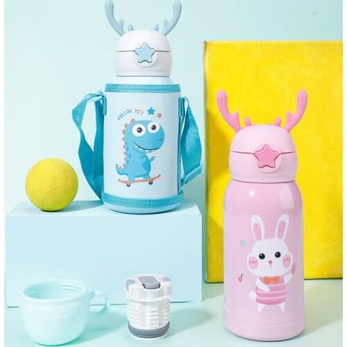 500ml Baby Animal Feeding Cup Stainless Steel Milk Thermos for Children Insulated hot water Bottle leak-poof thermal Cup