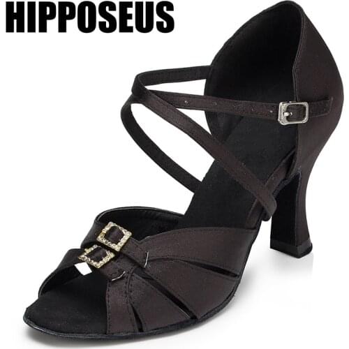 Hipposeus Girls Latin Dance-Shoes for Woman Ladies Ballroom Modern Tango Dancing Shoes High Heels Performance Shoe Salsa Sandral