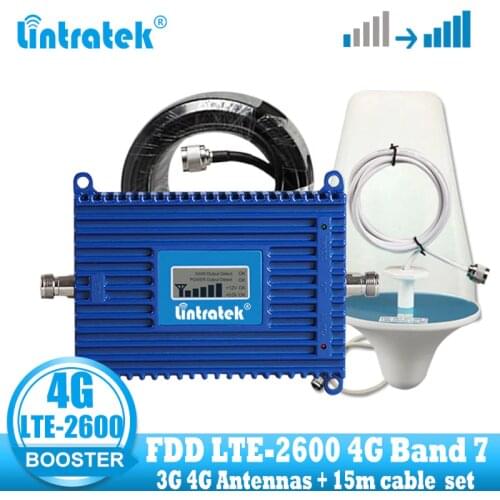 Lintratek 4G Signal Booster LTE 2600 Mobile phone signal amplifier 4G Internet network Cellular Repeater 70dB high + 4g antenna