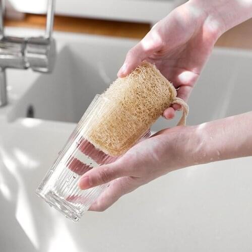High quality kitchen towel hanging scouring pads Non-sticky Loofah washable dish washing brush