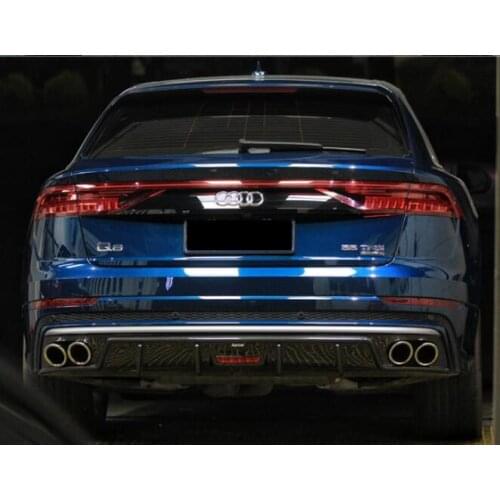 REAL CARBON FIBER REAR BUMPER TRUNK LIP SPOILER DIFFUSER COVER For Audi Q8 2020 2021 2022 (With LED Lamp)