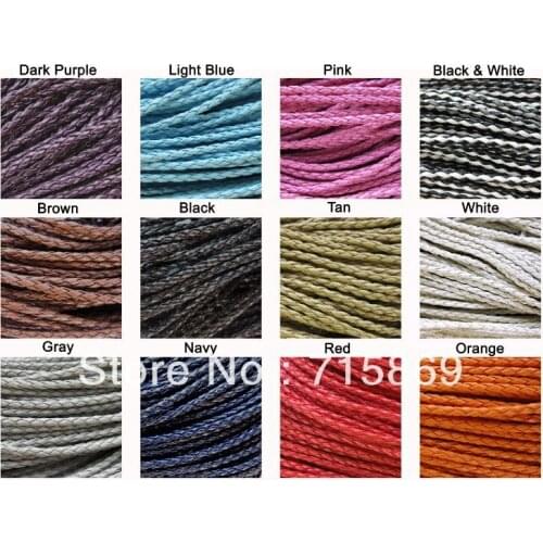 Free Shipping 12 Colors 100 Meters 3mm Braided Faux Leather Cord You Choose Colors