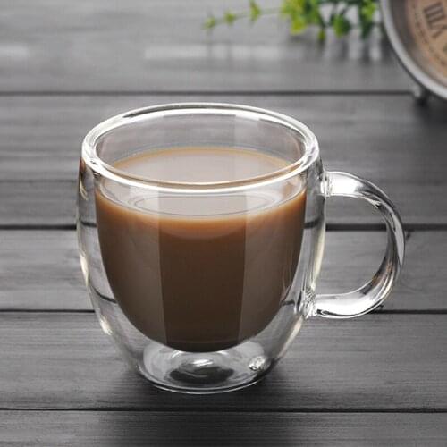 150ml Superior ESPRESSO SHOT Glass Double Wall Preserve Heat Anti Scalding Handle Cups Cafe Coffee Mug Black Tea Tumbler Teacup