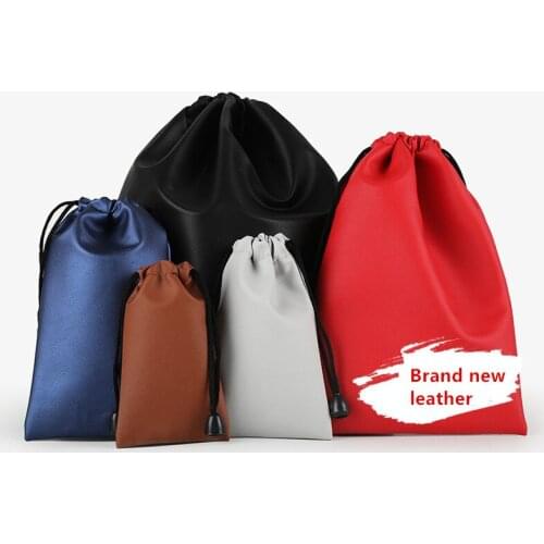 2pcs PU Drawstring Bag Waterproof And Dustproof Mobile Power Phone Pocket Headphone Protective Cover Cosmetic Jewelry Pouch