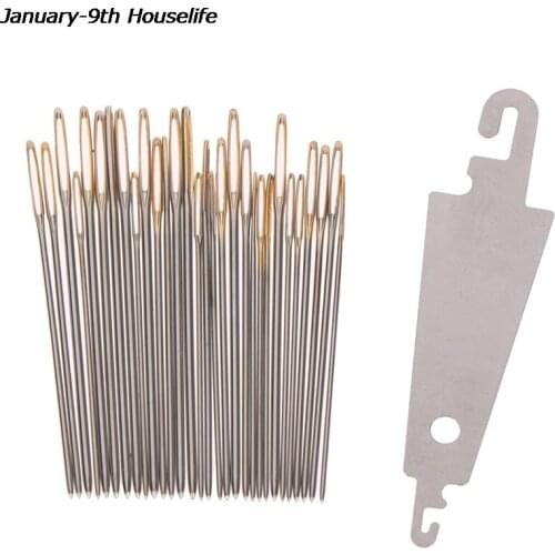 3.4/3.7/4.1cm 30pcs Home DIY Gold Eye Embroidery Cross Stitch Needles With Threaders Sewing Accessories Hand Sewing Needles