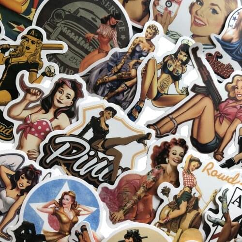 49Pcs Mixed World War II Sexy Pin up Girl Poster Stickers Waterproof DIY Stickers for Car Phone Motorcycle Luggage Laptop Decal