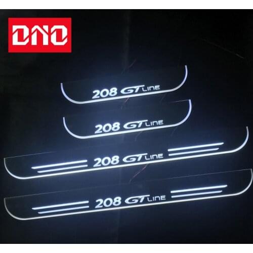 Car LED Door Sill Scuff Plate For Peugeot 208 GT Line 2019 2020 Exterior Parts Pathway Moving Welcome Pedal Light