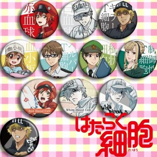 Brdwn Cells at Work! White Blood Cell Leukocyte Kill Macrophages Kesshoban T cell Cosplay Badge #EGH