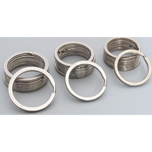 20 Pcs 20mm - 35mm Stainless Chaveiro Flat Stainless Steel Key Ring Keychain Key Holder For Women Men Jewelry Making Key Chain