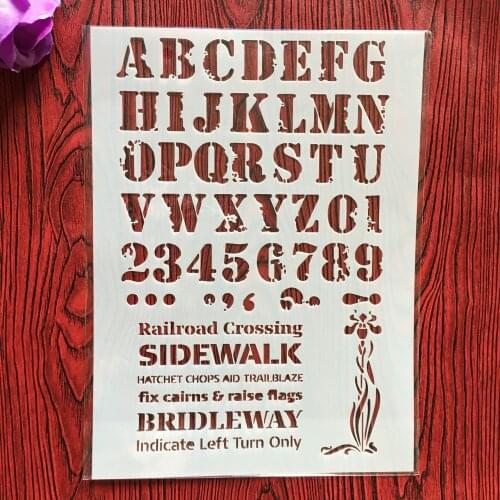 A4 29 * 21cm alphanumeric layered stencils scrapbook stamp book album decoration embossed paper card template decoration