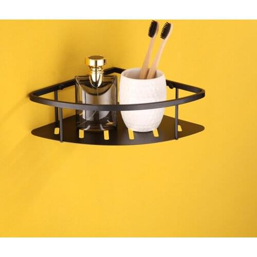 Black Matte Triangle Basket Bathroom Corner Rack Free Punch Bathroom Storage Rack Shower Room Square Basket Rack Storage Basket