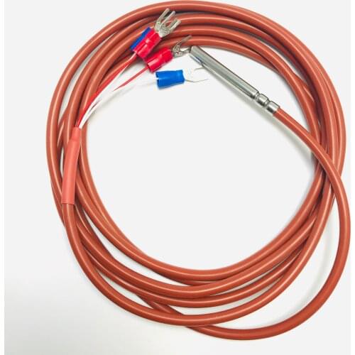 4 Wires PT100 Temperature Sensor 2 meters with Silicone Gel Coated 1.5Meters Probe 45mm*5mm -50-180 centigrade RTDs