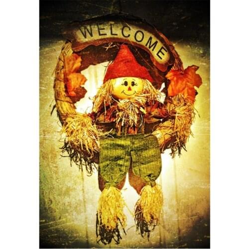 Welcome Fall Garden Flag Smiling Scarecrow Decorative Autumn Wreath Designed Banners With Double Sided Printing Yard Flags