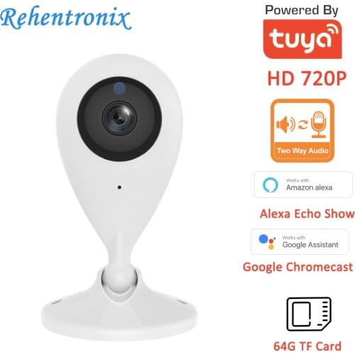 HD 720P Fixed Tuya Alexa Echo Show Google Chromecast Home Security IP Camera Smart Life APP Control Two Way Audio Cloud Camera